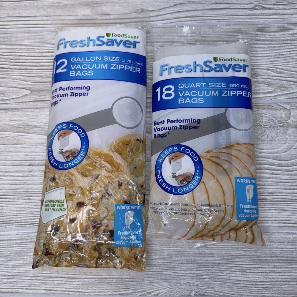 FoodSaver FreshSaver Vacuum Zipper Bags Quart 18ct & Gallon 12ct Bundle